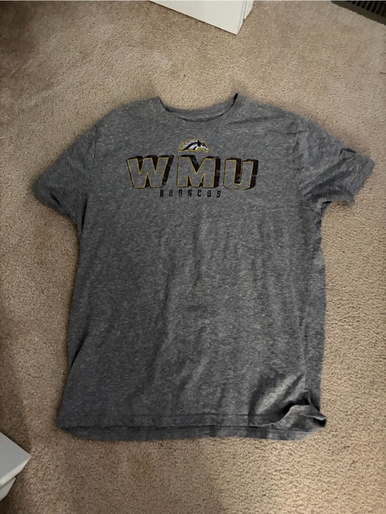 Champion Tops - Champion Gray WMU Broncos Short Sleeve Tee with Black and Gold Logo